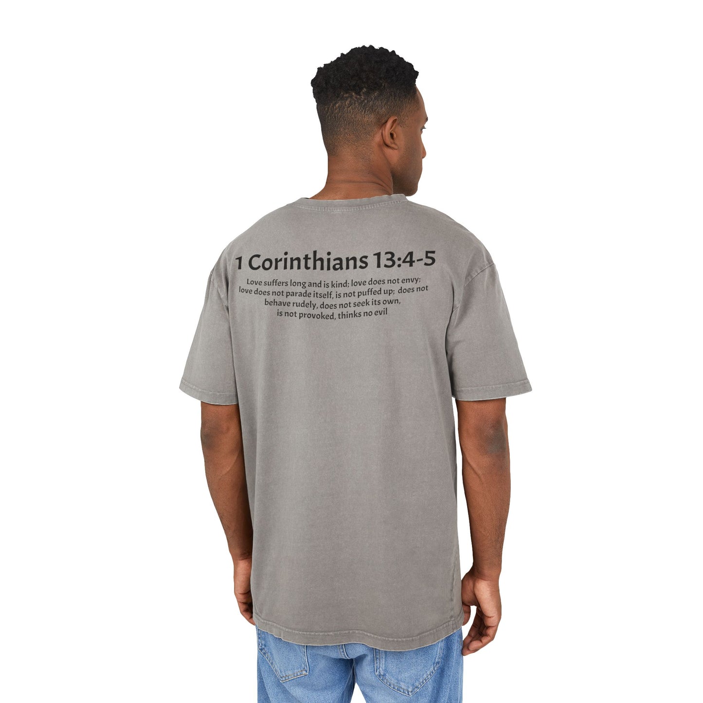 Men's Acid Washed Heavy Oversize 1 Corinthians 13:4-5