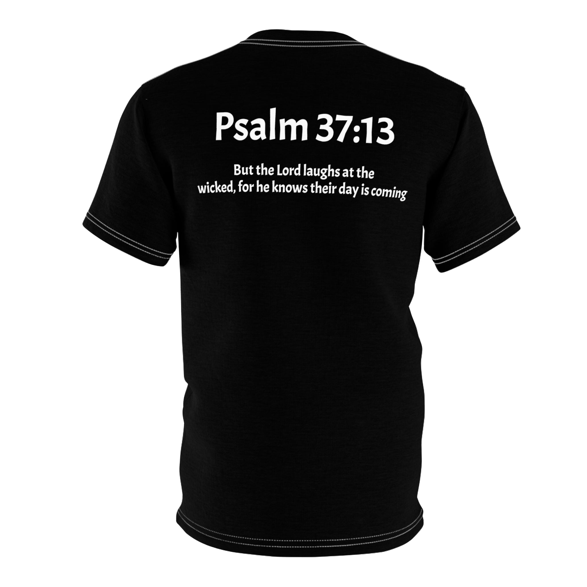 Unisex Cut & Sew Tee (AOP) Psalm 37:13 – King of the jungle