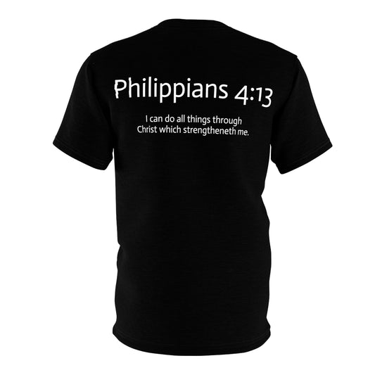 Unisex Cut & Sew Tee (AOP) Philippians 4:13